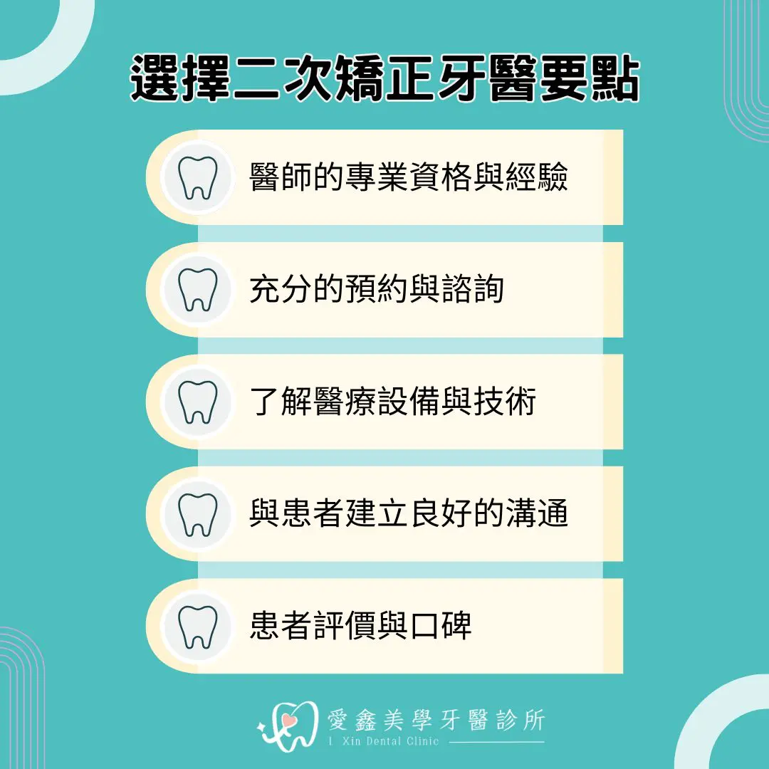 說明選擇二次矯正牙醫要點
